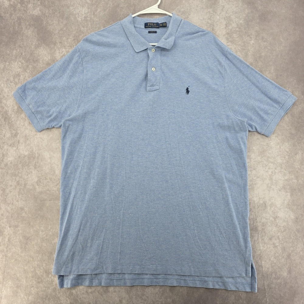 Polo Ralph Lauren Men's XXL Short Sleeve Polo Shirt Classic Fit Blue Pony Cotton - Picture 2 of 8